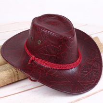 Chapeau de Cowboy occidental classique | chapeau en cuir PU à large bord pour hommes et femmes, chapeau d'été de Jazz pour l'extérieur, réglable