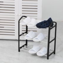 Étagère à chaussures en acier inoxydable à 3 niveaux, meuble robuste et durable, de couleur noire, pour salon, léger et compact, rangement peu encombrant