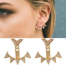 Hfarich nouvelle CZ courbé géométrique boucles d'oreilles boucle d'oreille veste pour les femmes avant arrière deux côtés boucles d'oreilles bijoux de