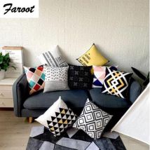 produit géométrique motif taie d'oreiller Simple taie d'oreiller en lin décoration taie d'oreiller carrée voiture maison