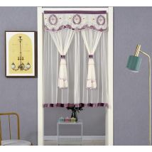 Fyjafon rideau de porte auto-adhésif rideau gaze broderie dentelle cuisine salon rideau 90*200 vert/violet rideau
