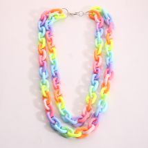 Collier en acrylique à maillons arc-en-ciel pour femmes et filles, chaîne de fabrication de bijoux, Double couche, tendance, ,