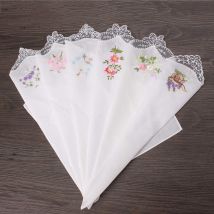 Serviette de table brodée en dentelle papillon | Motif Floral, Hankies fleurs, Vintage coton, serviette pour femmes, tissu assorti, Portable dames mouchoir 6 pièces