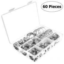 60 pièces colliers de serrage réglables engrenage à vis sans fin en acier inoxydable collier assortiment Lot Kit