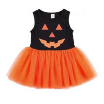0-3Y Halloween infantile bébé filles robe citrouille imprimé sans manches dentelle Mini Tutu robe de soleil