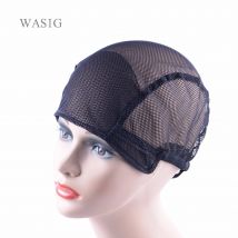Bonnet de perruque entièrement en dentelle noire à tisser, pour faire des perruques, filet, filet, taille gratuite, avec bretelles ajustables au dos,