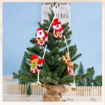 tissu de noël double escalade corde cloche pendentif décoration de noël escalade corde Santa, nouvel an décorations TSLM1