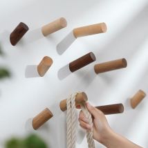 Bois naturel Crochet Mural Cintre En Bois Massif Rack De Stockage De Vêtements Décoration Crochets Pour Accrocher Clé Crochets Décoratifs