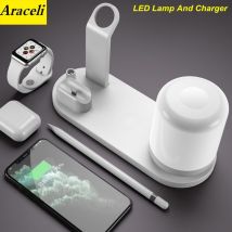 Araceli chargeur rapide sans fil Dock pour iPhone 12 Pro Max pour Apple Watch iWatch 1 2 3 4 5 Airpods support de chargeur avec lampe LED