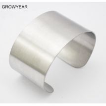 Bracelet de manchette large couleur argent mat Bracelet en acier inoxydable bijoux de pour femmes hommes