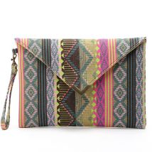 rétro femmes enveloppe sac ethnique vent motif géométrique fille pochette poche toile sacs à main fourre-tout IPad Messenger sac rose