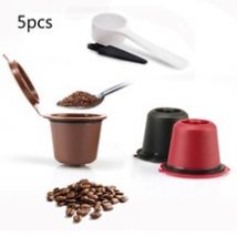 5pc réutilisable Compatible Capsule pour Machine à café Nespresso rechargeable filtre café Capsule brosse cuillère