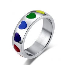 Arc-en-ciel coeur bagues pour femmes bague de fiançailles de mariage bijoux Anel 6mm bague de fierté LGBT