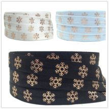 Offre spéciale flocon de neige élastique | 3 couleurs or Rose pliable sur 5/8 "pour ruban par mèche, 10 Yard/lot pour cravate cheveux, accessoires pour cheveux,