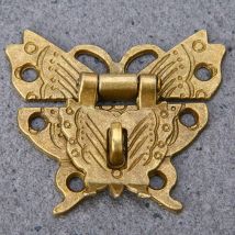 Mooie Vlinder Antiek Brons Hasp Klink Sieraden Houten Doos Lock Kast Gesp Case Sloten Handvat Hardware Accessoire