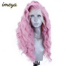 Imeya perruque Lace Front Wig bouclée couleur rose | Perruques synthétiques de 22 pouces avec raie naturelle et une densité de 150%, perruques résistantes à la chaleur pour femmes