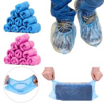 Chaussettes jetables, couvre-chaussures jetables, en plastique, couvre-chaussures étanches, anti-boue, pour la pluie, rose ou bleu, accessoire de chaussure, 100 pièces/paquet