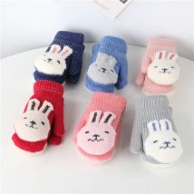 Kid Meisjes Jongens Winter Knit Lanyard Handschoenen Cartoon Patchwork Warm Houden Wanten Winter Kinderen Handschoenen Rekawiczki Dzieciece