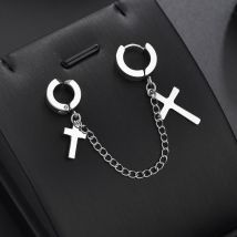 1 pièces titane acier hommes femmes croix Punk pince-on faux boucles d'oreilles pas percé Earcuff oreille Clip boucles d'oreilles sans Piercing Hip Hop