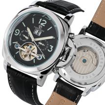 Forsining haut de gamme automatique montre pour hommes mécanique montre Tourbillon hommes Sport lumineux horloge mâle en cuir rétro montres