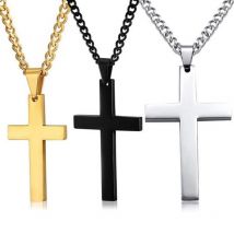 Croix or argent couleur collier pour femmes collier hommes Vintage cristal pendentif sautoir