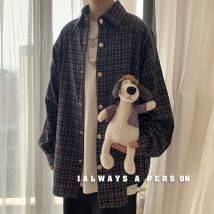 Chemise à manches longues pour hommes automne et hiver tartan matière chemise sauvage veste rétro jeunesse tendance vêtements pour hommes
