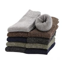 Homme hiver chaussettes couleur uni Simple peluche confortable respirant Terry chaussettes hommes moyen Tube hommes chaussettes