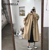 femmes longue Trench manteau décontracté simple boutonnage surdimensionné coupe-vent coréen couleur unie femme Trench Coat