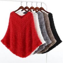 printemps automne nouvelles femmes solide manches chauve-souris gland Oversize Tricot châles manteau Femme Tricot pull Poncho tricots K156