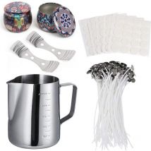 Kit de fabrication de bougies bricolage bougies outils d'artisanat avec bougie faire verser Pot et cuillère, mèches de bougies et autocollants de mèches de bougies
