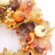 Automne thème porte couronne artificielle citrouille baies pomme de pin érable artificiel guirlande tissu rotin matériel décoration de la maison Suppli