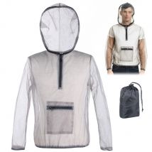 Veste anti-moustiques à capuche en maille ultralégère pour l'extérieur, chemise de protection transparente anti-insectes pour Camping et pêche
