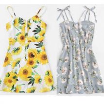 femmes Boho Floral robe dames en mousseline de soie d'été soirée plage courte Mini robe robe d'été à la