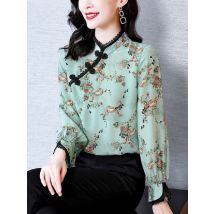 Chemisier cheongsam en soie pour femmes, chemises qiapo élégantes à manches longues, hauts qipao chinois vintage, vêtements, 2022