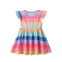 Bébé fille robe enfant en bas âge sans manches arc-en-ciel vêtements enfants princesse robes mignon été rayé robe pour fille
