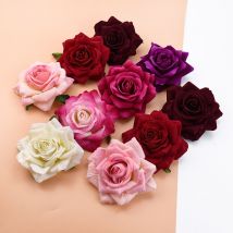 10 pièces 10CM Roses tête mariage plantes décoratives mur bricolage saint valentin décorations pour la maison mariée broche fleurs artificielles pas cher