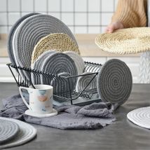 Napperons en paille naturelle Table à manger rétro dentelle sous-verres tapis tissé tasse rotin boisson coussin d'isolation thermique accessoires de cuisine