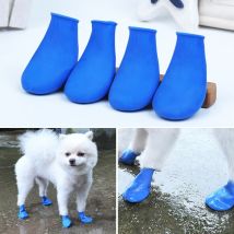 4 pièces/lot chien chaussures imperméable en caoutchouc pluie Portable chien bottes accessoires chaussures de plein air chaussettes doux antidérapant en plein air chiots