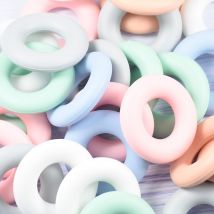5 pièces rondes Silicone anneau de dentition Silicone perles bébé anneau de dentition 43mm de alimentaire collier de dentition jouet bébé produits