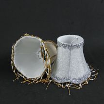 Abat-jour de lustre en dentelle de luxe, abat-jour mural en tissu or et argent avec perles à clipser