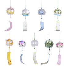 Décor de noël Style japonais | Verre suspendu carillon à vent, bénédiction filles, accessoires de décoration de maison artisanat cloches à vent, pendentif de bureau