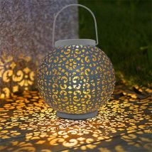 Boule creuse créative LED solaire fer Art lanterne lumière décor extérieur éclairage suspendu lampe pour jardin cour voie