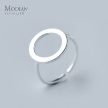 Modian classique forme ronde en argent Sterling 925 bague pour femmes ouvert réglable bague Fine bijoux fille