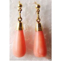 Bijoux rose corail goutte à goutte GP boucles d'oreilles tfhtfhj> belle noblesse dame femmes boucles d'oreilles
