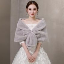 Hiver sans manches enveloppes de mariée gris fausse fourrure mariée boléro culture fausse fourrure veste de mariage