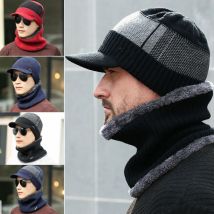 Bonnet de Camping pour hommes | Bonnet d'hiver, Baggy, casquette de Ski en laine chaude et polaire + écharpe, foulard, foulard, chef cuisinier