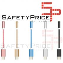 Adaptateur NYLON tressé USB-C type C 3.1 à femelle JACK 3.5MM rose