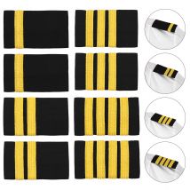 Epaulettes de chemise pilote professionnelle | 1 paire d'epaulettes traditionnelles avec rayures dorées, Badges d'épaule à rayures dorées, décor de vêtements artisanaux bricolage