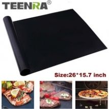TEENRA-tapis de cuisson pour BBQ, grande feuille de cuisson réutilisable, tapis antiadhésif pour BBQ, four, 26x15.7 pouces, ustensiles de BBQ