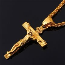 Colliers de pâques religieux jésus croix collier or et argent couleur Punk collier femmes/hommes chrétiens